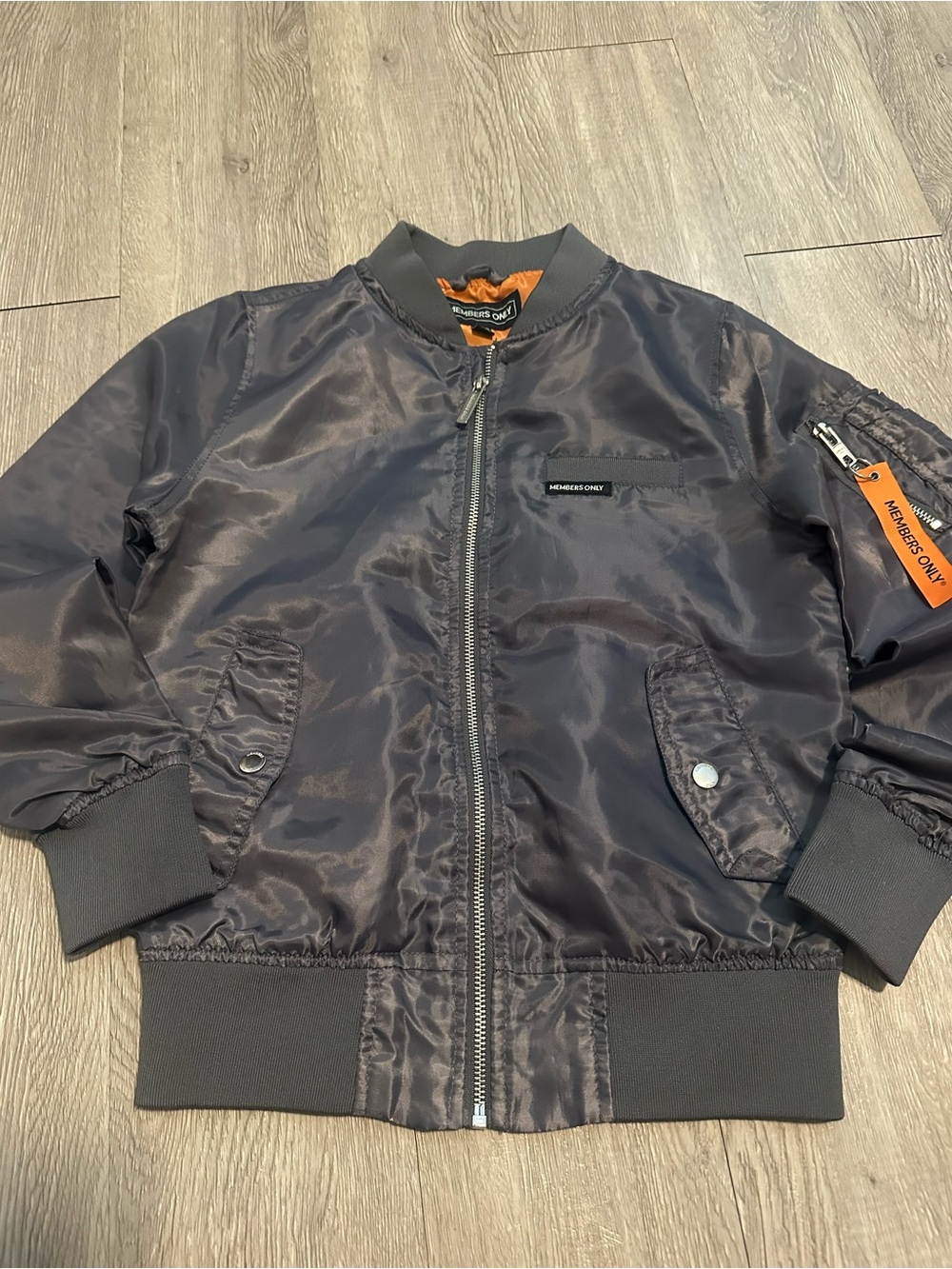 Members Only Flight Bomber Jacket Signature Orange and Gray Sz 10-12 Youth